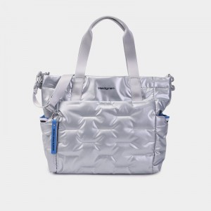 Hedgren Puffer Women's Tote Bags Silver Blue | NHR3286AT